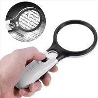 Loupe de poche éclairée en plastique blanc 45X avec LED, design écologique, pour la vérification de bijoux, la lecture et les travaux de précision