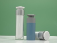 Botol pompa pengap akrilik plastik dinding ganda bulat, botol kosong 15ml 30ml 50ml kustom untuk Serum