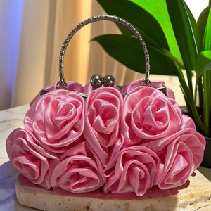Bolsos de noche de satén con flores para mujer, bolsos de mano de diseñador de lujo para fiestas de boda, bolsos de mano informales para chicas jóvenes. - Product Image 4