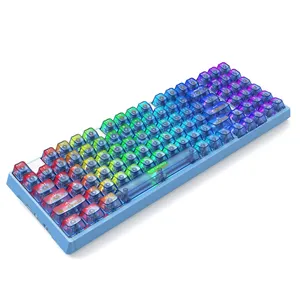 Kompakt 94 tuşları kablosuz klavye kristal Keycaps tamamen alüminyum alaşımlı muhafaza RGB mekanik oyun klavyesi