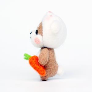 अनुकूलित प्यारी सुई फेटेड 3 डी खरगोश शिबा इनु कुत्ते गाजर नवीनता उपहार के साथ सेट ऊन फेल्टिंग डिय किट - Product Image 2