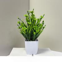 Plante artificielle verte en pot, fausse plante en plastique, mini bonsaï, pot blanc, ornement de bureau, décoration pour la maison, le salon ou le bureau