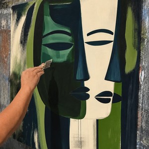 Cuadro Original Hecho a Mano sobre Lienzo, Arte Abstracto Texturizado Moderno para Decoración de Pared, Figura Femenina, Pareja Sexy, Pintura de Mujer - Product Image 4