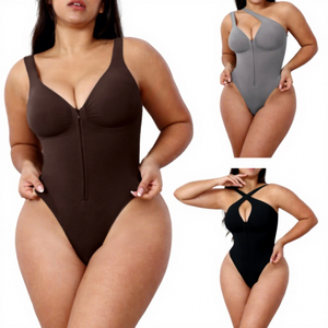 New Arrival Nylon Bodysuit Seamless Shaping Strong Abdominal Sling Underwear Zipper Front Backless Hip Shaping Shapewear