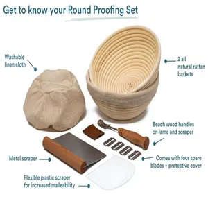 Source Factory Bộ Giỏ Mây Đan Lát Làm Bằng Tay Hình Chữ Nhật 9 Inch Giỏ Lên Men Làm Quà Tặng - Product Image 5