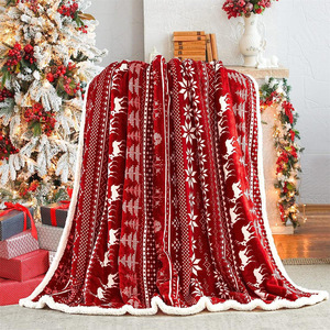 Nuova coperta Raschel di Design rosso fiocco di neve Super morbida <span class=keywords><strong>e</strong></span> calda per l'idea regalo di Natale invernale - Product Image 2