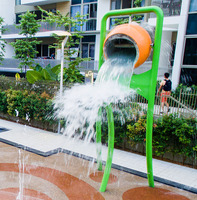Structure de jeu aquatique extérieure pour parc aquatique, structure paysagère, aire de jeux aquatique, construction en fibre de verre et acier, grand seau à eau goutte à goutte