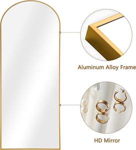 <span class=keywords><strong>Miroir</strong></span> de dressing suspendu avec cadre en métal en forme d'arc personnalisé <span class=keywords><strong>Miroir</strong></span> de sol pleine longueur avec support appuyé contre le support <span class=keywords><strong>Miroir</strong></span> mural suspendu - Product Image 2