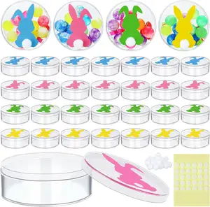 36-Packs Easter Bunny Lid Acrylic Boxes Small Clear Easter Container Kids Party Favors Treat Cookie Candy Sweets Display Racks