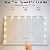 Specchio Hollywood Smart Bluetooth con 15 Lampadine Dimmerabili, Specchio Professionale per Trucco con Altoparlanti Bluetooth per Camera da Letto