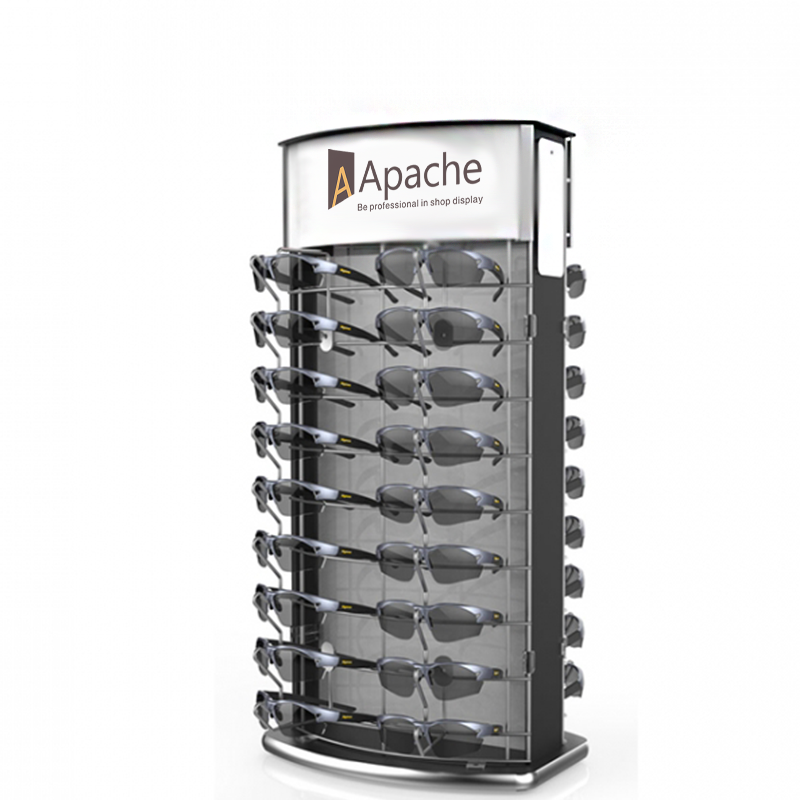 Customizable Modern Counter Top Metal & Mirror Eyewear Display Stand with Painted Finish Carton Packed for Supermarket Display