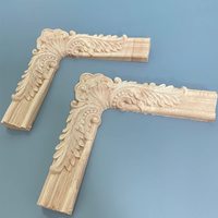 4 pièces d'appliques décoratives d'angle sculptées en bois massif, modernes, durables et écologiques, 4,7x4,7 pouces, pour meubles, portes et armoires