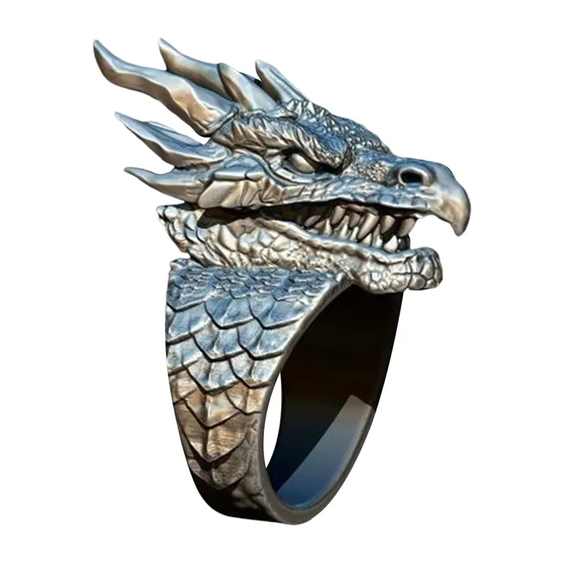 Retro Gothic Punk Dragon Ring Domineering Dragon Finger Ring Male Rock Motorcycle Party Gift Jewelry Ring