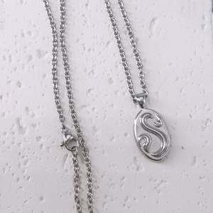 Collar con Colgante Ovalado de Acero Inoxidable con Incrustaciones de Malaquita de Imitación, Diseño Geométrico para Uso Diario Masculino, Engaste con Bisel - Product Image 3