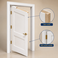 Porte Shaker à 2 panneaux, finition blanche, pour maison et hôtel, style intérieur moderne