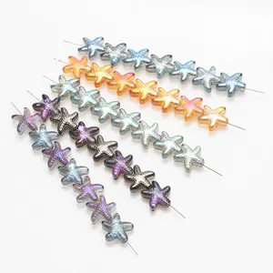 ZHB 13X14MM Crystal Starfish Beads Wholesale Colorful Stelleroid Pendant Glass Beads for Jewelry Making DIY Kits