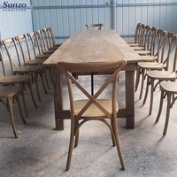 Table à manger rectangulaire SUNZO en bois de pin vintage, style ferme, pliable, pour usage extérieur