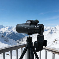 Télescope monoculaire noir rempli d'azote avec support de trépied et support de téléphone, revêtement multicouche pour la documentation de voyage