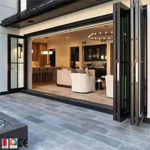 Hurricane proof aluminum exterior door balcony patio lowe glass aluminum bifold folding door