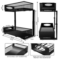 Étagère de rangement pliable à double niveau en métal pour sous l'évier, panier coulissant pour armoire, tiroir de rangement pour cuisine, salon, salle de bain