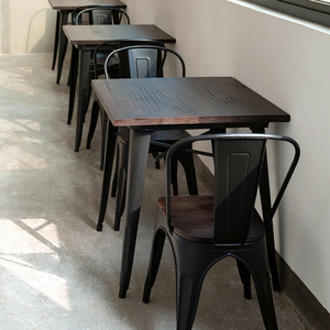 Bộ bàn ghế ăn nhà hàng UNIKIDEAS phong cách công nghiệp cổ điển, kiểu loft, chất liệu sắt và gỗ, dành cho nhà hàng thức ăn nhanh - Product Image 3