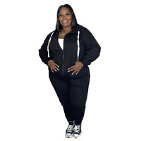 Ensemble jogging et sweat à capuche décontracté 2 pièces pour femme grande taille, couleur unie, collection automne 2026, le plus vendu