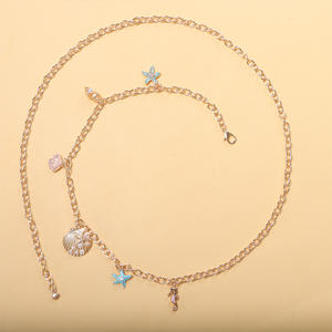 Chaîne de taille bohème européenne pour l'été, avec pendentifs étoile de mer et coquillages, chaîne de corps pour femme, couleur or - Product Image 3