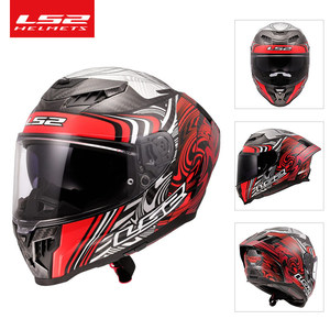 Casco de Motocicleta <span class=keywords><strong>LS2</strong></span> con Certificación ECE, Cobertura Total, <span class=keywords><strong>Fibra</strong></span> de Carbono, Unisex, Doble Visera, para Carreras, Cuatro Estaciones, Antivaho, Alerón Grande, FF807 - Product Image 4
