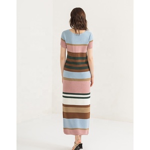 GOTS GRS Anti Static One Piece Casual Short Sleeve Elegant Knitted Dresses Women's Sweater Knitted Long Maxi Dress Girls - Product Image 4