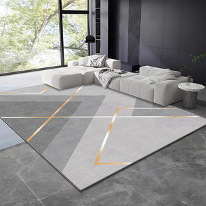 Tapis géométrique moderne carré en fibre de polyester, lavable à l'eau, antidérapant, pour salon, chambre, entrée H 087 - Product Image 3