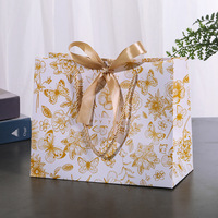 Sac cadeau réutilisable en papier kraft avec ruban, style festif de Noël, sac à main en papier kraft pour vêtements et cadeaux