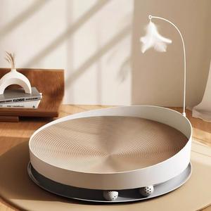 新しい耐久性のある非研磨性エコフレンドリーな段ボール製猫用爪とぎボード-3-in-1オールインワン猫用おもちゃ＆ベッドキャットプレイ - Product Image 1