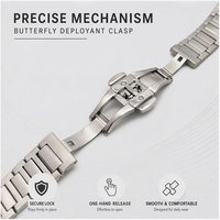 Nouvelle Arrivée TOSUN TS Bracelet de Montre en Acier Inoxydable Massif Brillant Effet Miroir, Maillons Plats Rectangulaires, Étanche, pour Montres