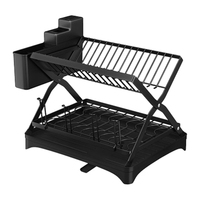 Égouttoir de cuisine pliable en forme de X à plusieurs niveaux pour comptoir, support de rangement et de séchage pour bols, baguettes et divers ustensiles de cuisine