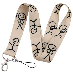 Wowei Porte-badge et porte-clés à cordon tour de cou avec motif <span class=keywords><strong>dessin</strong></span> de personnage caricatural amusant, motif oiseau qui tourne et <span class=keywords><strong>doigt</strong></span> <span class=keywords><strong>d</strong></span>'<span class=keywords><strong>honneur</strong></span> - Product Image 1