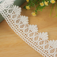 Renda Sutra Susu Putih 4.5cm, Renda Bordir Poliester Mengkilap yang Dapat Larut dalam Air, Hiasan DIY untuk Gaun Pengantin, Tirai, Pakaian Lolita, Aksesoris