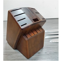 Ensemble de 15 pièces en acier inoxydable avec lame laser manche en résine et bloc en bois d'acacia pour la cuisine multifonctionnelle