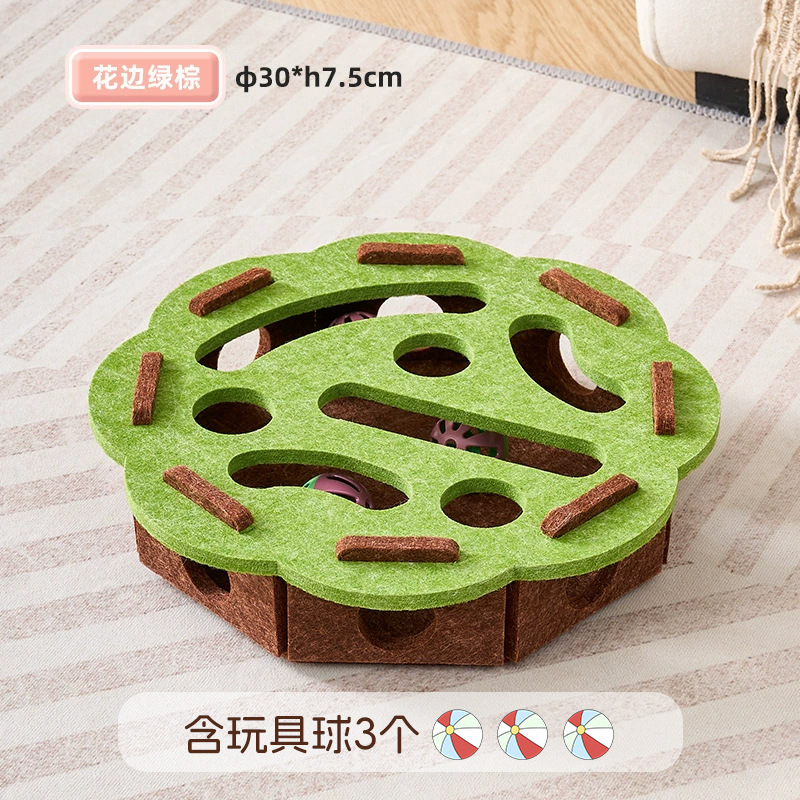 Motif floral de forme ronde-vert camel