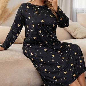 سلس مخصص مقاس كبير فستان فضفاض بيجامات المرأة الصيف مثير إغراء باس النوم - Product Image 1