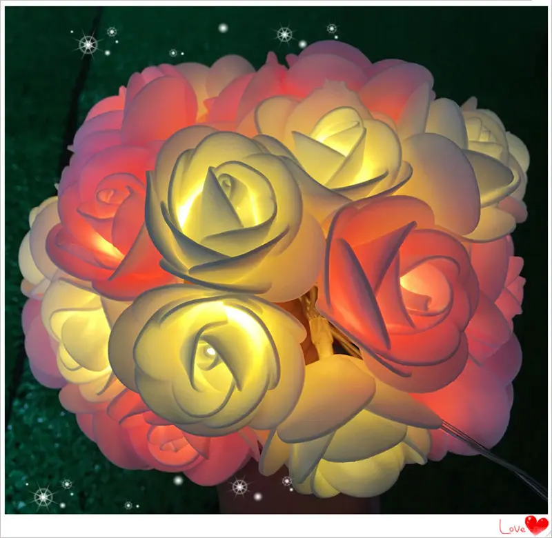 Hot Sale LED Rose Battery 10 Bulbs Holiday Lantern Simulation Rose Flower Decoration String Light