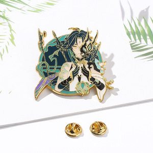 <span class=keywords><strong>Genshin</strong></span>-broche con cuenta de impacto de Anime, insignia esmaltada, Pin de solapa, regalo de joyería, Wendi Hu Tao Zhongli - Product Image 2