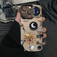 Casing Handphone TPU PC Berlapis Perak dengan Cetakan Bola Matahari Berkilau untuk iPhone Xs 11 12 13 14 15 16 17 18 Pro Max