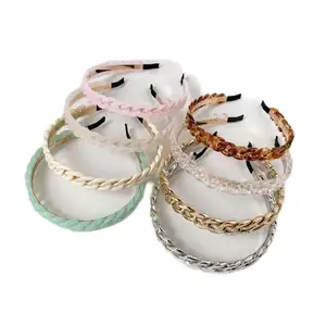 Yi Sugar Venta caliente Diadema de cadena geométrica Color resina transparente banda para el cabello para niñas