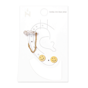 Boucles d'oreilles en forme de visage souriant, acier inoxydable, or, argent, 6 pièces, ensemble de bijoux tendance pour femmes et filles - Product Image 2