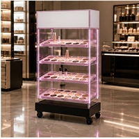 Expositor de Cosméticos LED Personalizado, Estante de Maquillaje Acrílico con Caja de Luz sobre Ruedas, Accesorio para Tienda de Belleza, Fabricante OEM ODM