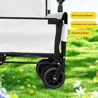 Chariot pliable portable avec poignée de traction, quatre roues, plateau en tissu pour le camping, la pêche et le jardin