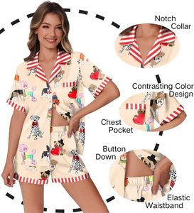 <span class=keywords><strong>Pigiama</strong></span> da Donna in <span class=keywords><strong>Seta</strong></span> Satinata con Stampa Animalier, Bottoni e Maniche Corte, Set 2 Pezzi Lavabile in Lavatrice - Product Image 4