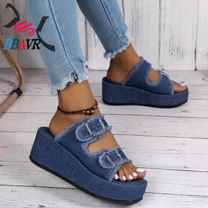 Sandalias de Playa Modelo 2026, Sandalias de Mujer de Piel Sintética con Punta Redonda, Antideslizantes, con Plataforma y Hebilla - Product Image 3