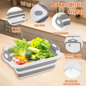 Tabla de Cortar Multifuncional Portátil 2 en 1, Plegable, de Plástico, con Cesta de Lavado - Product Image 3