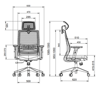 Chaise de bureau ergonomique à dossier haut en tissu noir moderne avec appuie-tête réglable, accoudoirs réglables, qualité hospitalière GK3-BH-02